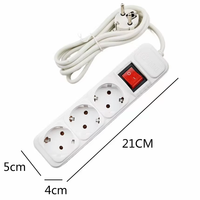 Multiprise Européenne 16A Multifonctionnelle avec Câble en Cuivre de 3M, Protection Contre les Surcharges, Accessoire de Bureau ou Mural