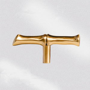 Qiansi HK0501 Poignée <span class=keywords><strong>de</strong></span> meuble en laiton à joint en <span class=keywords><strong>bambou</strong></span> pour armoires <span class=keywords><strong>de</strong></span> cuisine Armoires Placard T-Bar Porte Pull Durable pour tiroir - Product Image 1