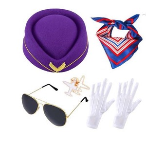 Accessori per Uniforme da <span class=keywords><strong>Hostess</strong></span> Serie PE Age, Cappello Argentato, Sciarpa in Seta e Spilla per Cosplay da <span class=keywords><strong>Hostess</strong></span> di Volo - Product Image 5