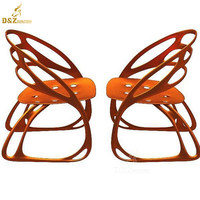 Personnalisé Extérieur Jardin Abstrait Art Décor En Métal Revêtement Animal Banc Statue Grande Sculpture De Chaise En Acier Inoxydable De Couleur Papillon