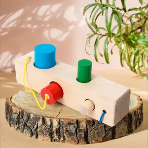 Wooden Educational Math Blocks Puzzle 3D Shape Matching Toys Color Sorting Sticks Children Hand-eye Coordination Set