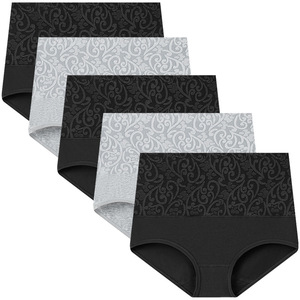 Slip da Donna a Vita Alta in Cotone, Taglie Forti, Mutandine Morbide a Copertura Totale, Multicolore, Confezione da <span class=keywords><strong>5</strong></span>, Vendita all'Ingrosso - Product Image 4