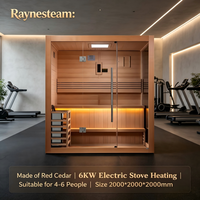 Ruang Sauna Uap Mewah Hamam untuk 2-3 Orang, Sauna Dalam Ruangan dari Kayu Hemlock dan Cedar Merah, Ruang Sauna Uap Kering
