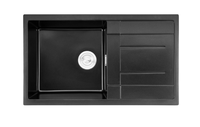 Évier de cuisine rectangulaire en céramique de quartz noir OEM sous plan en granit composite pour la cuisine