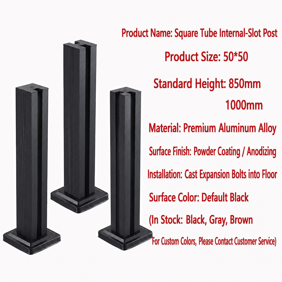 Aluminum Railing Post 2.0mm Internal Groove Glass Balustrade Post ...