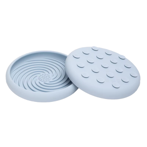 Slow Feeder Dog Bowl Blue <b>Mat</b> Quadrate <b>Silicone</b> + ABS Eco-Friendly Waterproof Portable Anti-Choking Dish for Dogs Cats Indoor - Product Image 1