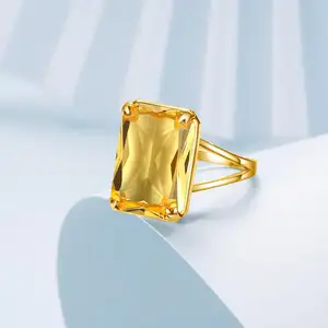 Anéis de ouro, mulheres 925 prata de lei amarelo cristal brilhante prata fina designer jóias anéis cheios de ouro