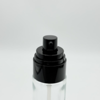 Paquet de maquillage vide bouteille de lotion de soin de la peau bouteille de pompe noire en verre rond de cylindre de 50ml pour les soins de la peau