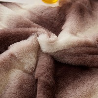 Plaid en fausse fourrure de lapin brossée, imprimé à pois et motifs floraux marron et blanc, double couche jacquard polaire, toutes saisons