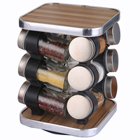 Étagère de rangement pour épices à 3 niveaux Tiroir de rangement pour épices Noswo avec 12 bocaux Porte-bouteilles d'épices carrousel complet