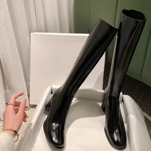 2025 New Style Genuine Leather Women's Shoes Luxury Designer Knee-High boots Outdoor Fashion Pointed Toe High Over Knee Boots - Product Image 1