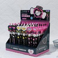 Stylo gel de décompression rotatif personnalisable pour filles 0.5mm perles de fleurs en plastique stylos à logo Instrument d'écriture bricolage