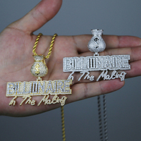 Pendentif Sac à Argent en Dollars Américains, Bling Bling, Zircone Cubique 5A, Pavé, Hip Hop, Homme, Garçon, Lettre, Future Millionnaire, Bijoux