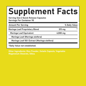 Cápsulas de Moringa OEM ODM con Hoja de Moringa que Ayudan a Apoyar el Metabolismo Energético Natural Diario, Extracto de Hoja de Moringa, Cápsulas de Moringa - Product Image 2