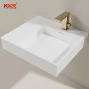 Set bak cuci kamar mandi, satu batu akrilik persegi pasang dinding modern ruang cuci tangan