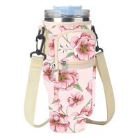Sac de transport pour bouteille d'eau OEM en gros avec bandoulière en néoprène, sac de transport pour bouteille d'eau de 40 oz avec poche pour téléphone