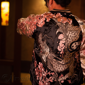 เสื้อแจ็คเก็ตยูกุซึกะดีไซน์วินเทจสำหรับผู้ชาย ปักลายมังกร เสื้อแจ็คเก็ตซูกะจังผ้าไหมแบบสองด้าน ปักลายเสื้อแจ็คเก็ตบอมเบอร์ ราคาขายส่ง - Product Image 1