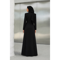 Blazer Abaya de Haute Qualité, Manteau Long Structuré Modeste en Crêpe Noir, Fabricant OEM de Haute Qualité, Petites Quantités