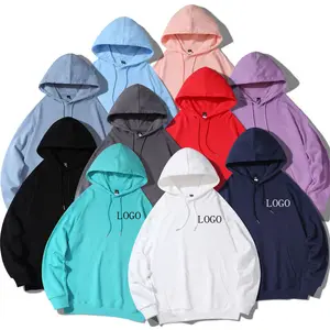 Hemp cotton custom printed logo 360g off shoulder solid color long sleeved hoodie work suit for men's hoodies sweatshirts