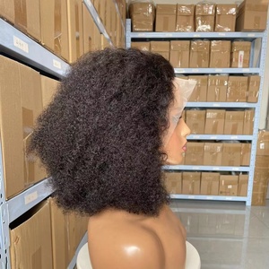 Perruques Courtes en Cheveux Naturels, 100% Vierge Brésilienne, Modèle Bob, Bouclées Style Africain, avec Closure 4x4, pour Femmes, Vendues à Bas Prix - Product Image 5