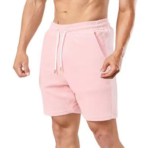 Short de sport d'été classique confortable et extensible en tissu Denim évacuant l'humidité motif solide Vintage Anti-rides écologique - Product Image 2