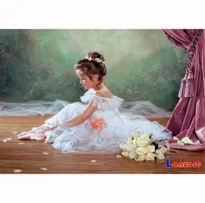 LS cuadrado redondo completo 5D Diy diamante pintura al óleo niña practicando Ballet hija aprendiendo a bailar lienzo impresión