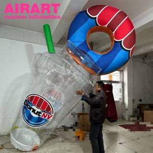 <span class=keywords><strong>Donut</strong></span> de tazas de café inflables gigantes de nuevo diseño para decoraciones de eventos al aire libre de cafeterías, personalizables con logotipos - Product Image 2