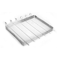Support à brochettes pliable d'extérieur en acier inoxydable portable, support à brochettes pliable avec 6 brochettes à kebab et boîte pour barbecue, four, fumoir