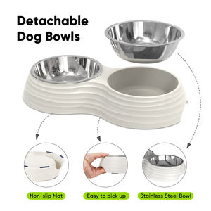 Juego de Platos Dobles para Comida y Agua para Perros y Gatos, de Melamina, Duraderos, Antideslizantes, Portátiles para Viajes al Aire Libre, Ecológicos, Fáciles de Limpiar - Product Image 3