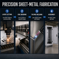 Boîtier électronique en aluminium sur mesure, fabrication de tôlerie, armoire réseau, découpe laser, pliage CNC, soudage, emboutissage profond