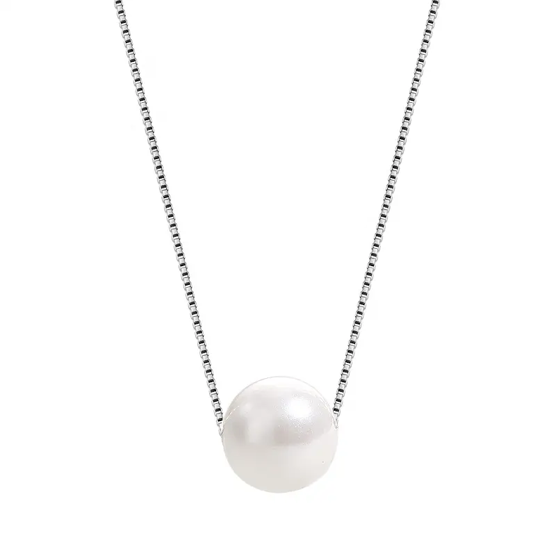 Minimalist One Shell Pearl with 925 Silver boxchain Pearl Necklace for Women