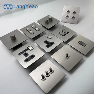 LangYeao, нержавеющая сталь, 1/2/3/4, настенный выключатель, настенный выключатель, матовый глянцевый стиль, электрические металлические выключатели, розетки - Product Image 1