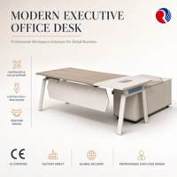 Bureau de direction en forme de L, bureau de travail moderne en bois avec armoire latérale de rangement pour le bureau à domicile du directeur, mobilier de PDG