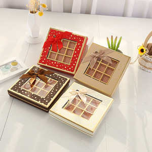 Cajas <span class=keywords><strong>de</strong></span> Regalo <span class=keywords><strong>de</strong></span> Chocolate con Ventana, Cajas <span class=keywords><strong>de</strong></span> Papel Vacías para <span class=keywords><strong>Bombones</strong></span>/Dulces, Bandeja Divisora con Cinta para Recuerdos <span class=keywords><strong>de</strong></span> Fiesta <span class=keywords><strong>de</strong></span> Bodas - Product Image 1