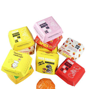 Color Design Custom Hamburger Packaging Box Food Grade Hamburger <b>Boxes</b> Fast Food <b>Burger</b> Box Foldable Take Away Food Container - Product Image 4