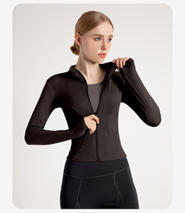 Chaqueta Deportiva JINSI para Mujer, para Correr al Aire Libre, Ropa de <span class=keywords><strong>Gimnasio</strong></span>, Secado Rápido, Top de Yoga, Elástica, con Cierre y Bolsillos, Manga Larga - Product Image 5