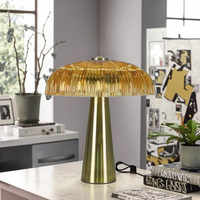 Lampe de table en fer de style européen moderne, abat-jour en verre à effet nervuré E14, pour la maison, le bureau, le salon, la décoration de chevet