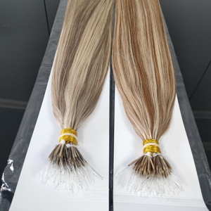 Extensiones de cabello nano de plástico, cabello humano virgen Remy, color piano ombre, doble capa, con anillas nano invisibles. - Product Image 3