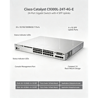 Cisco C9300L-24T-4G-E Switch Gigabit de 24 Puertos, 4x1G SFP, StackWise Lite, Layer 3, Switch de Acceso Empresarial Administrado, Original, Nuevo