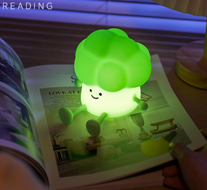 โคมไฟซิลิโคนรูปบรอกโคลี ไฟกลางคืนแบบชาร์จ USB ไฟ LED สำหรับห้องนอนเด็ก แสงวอร์มไลท์ ปรับความสว่างได้ ควบคุมด้วยการแตะ โคมไฟสำหรับห้องเด็กอ่อน - Product Image 6