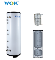 Chauffe-eau indirect Stockage électrique 80L- 500L CylinderTank en acier inoxydable avec serpentins d'échangeur de chauffage Montage mural au sol