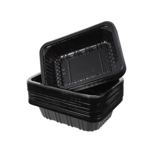 Barquette alimentaire jetable en amidon de maïs biodégradable, moulée sur mesure, pour fruits frais et aliments surgelés, taille unique, noire, pour viande - Product Image 1