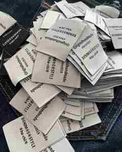 Custom Eco-Friendly Black Woven Clothing Garment Care <b>Labels</b> with One Side Fold and Press <b>Labels</b> for Shirt Jackets - Product Image 4