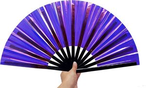 High Quality PVC Bamboo Handheld Fan Carved Technique Large Size Classic Personalized Logo for Festivals Raves Weddings Parties - Product Image 4