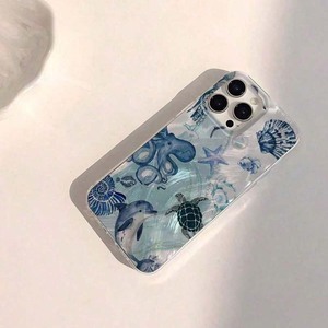 Capa de Telefone Móvel em Seda Prateada com Estampa de Golfinho, Tartaruga Marinha e Polvo para iPhone X, Xr, Xs Max, 11, 12, 13, 14, 15, 16, 17 Air - Product Image 6