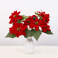 Künstliche Weihnachts blumen Weihnachts stern Weihnachts hochzeits blume zur Dekoration Künstlicher samt roter Weihnachts blumen zweig