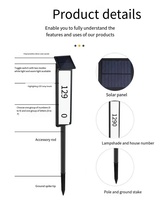 Lampes solaires LED étanches 5000K Lumière du jour Dimmable Panneaux d'adresse IP65 Numéros de maison de jardin avec piquets pour la cour