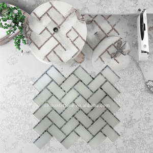3D đánh bóng màu trắng óng ánh xương cá Gạch Mosaic - Product Image 2