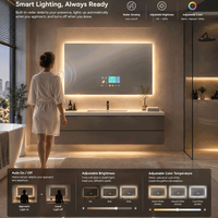 Miroir de salle de bain intelligent pour hôtel, mural, anti-buée, avec éclairage LED, miroir de vanité avec WiFi et Bluetooth