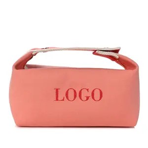 Borsa per cosmetici a prova di polvere impermeabile portatile in stile giapponese borsa per il trucco di design a mano in tela da viaggio